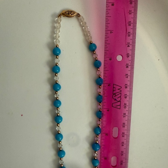 Vintage Turquoise and Gold Beaded Necklace - Picture 4 of 6